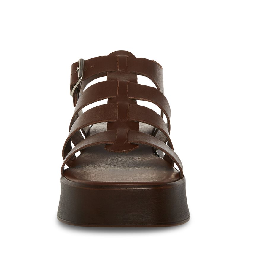 Sandalias de Plataforma Steve Madden Sarai Cuero Mujer Marrones Oscuro | ES EZ034E